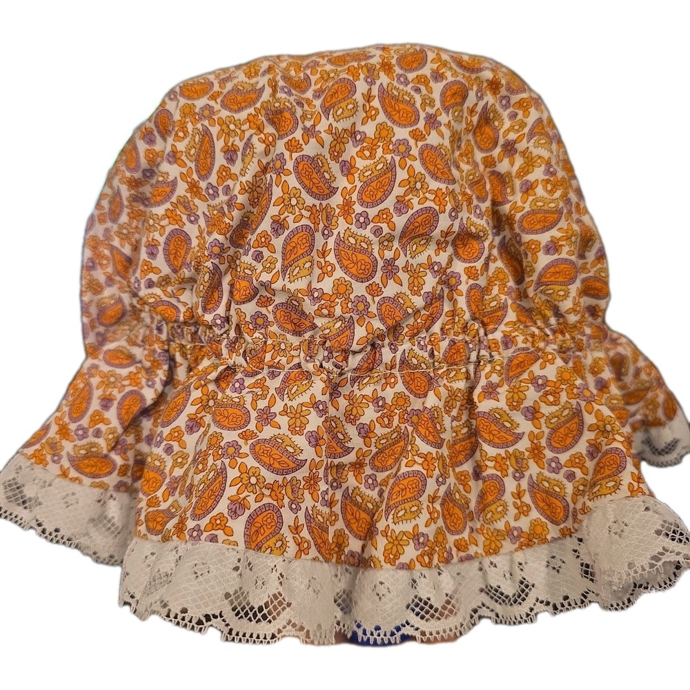 Vintage Bonnet Women's Sun Hat Ruffle‎ Trim Handmade Elastic Prairie